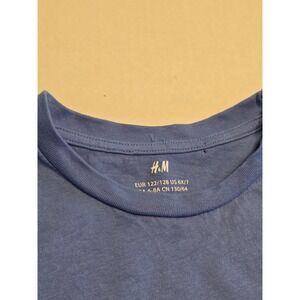 H&M‎ Blue Kids Basic Short Sleeve T-Shirt Top Crew Neck Casual Size 6X/7